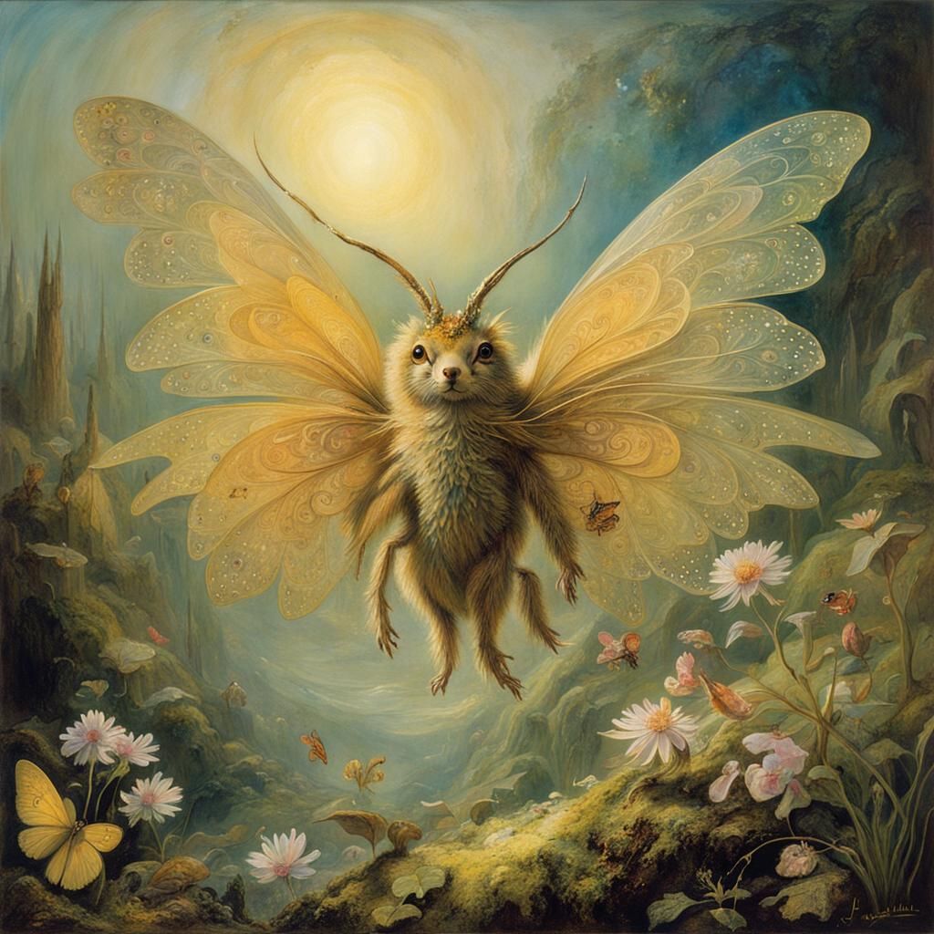 Winged Fairy Animal Inspired by Victorian Art