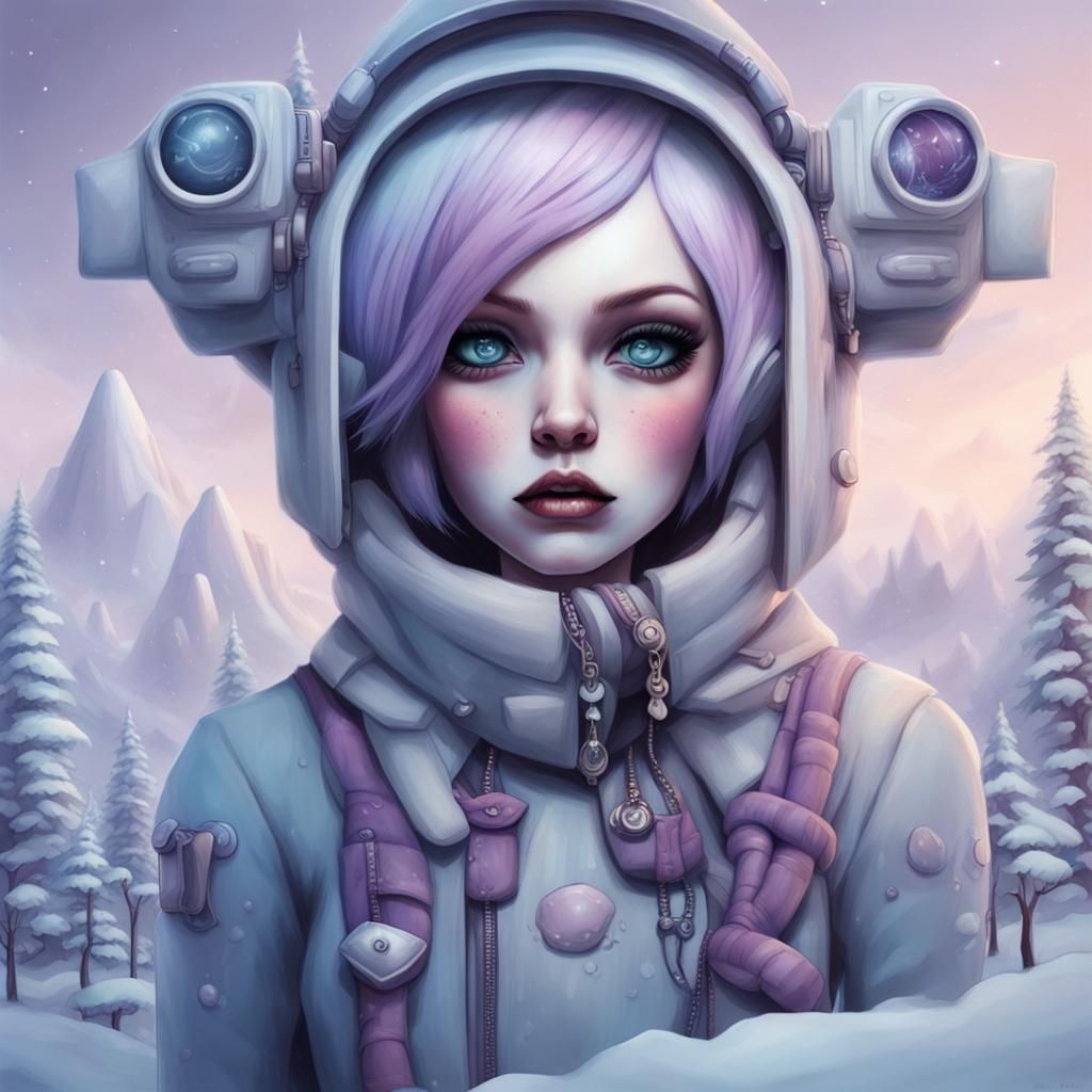 Futuristic Snow Mountain Landscape Art