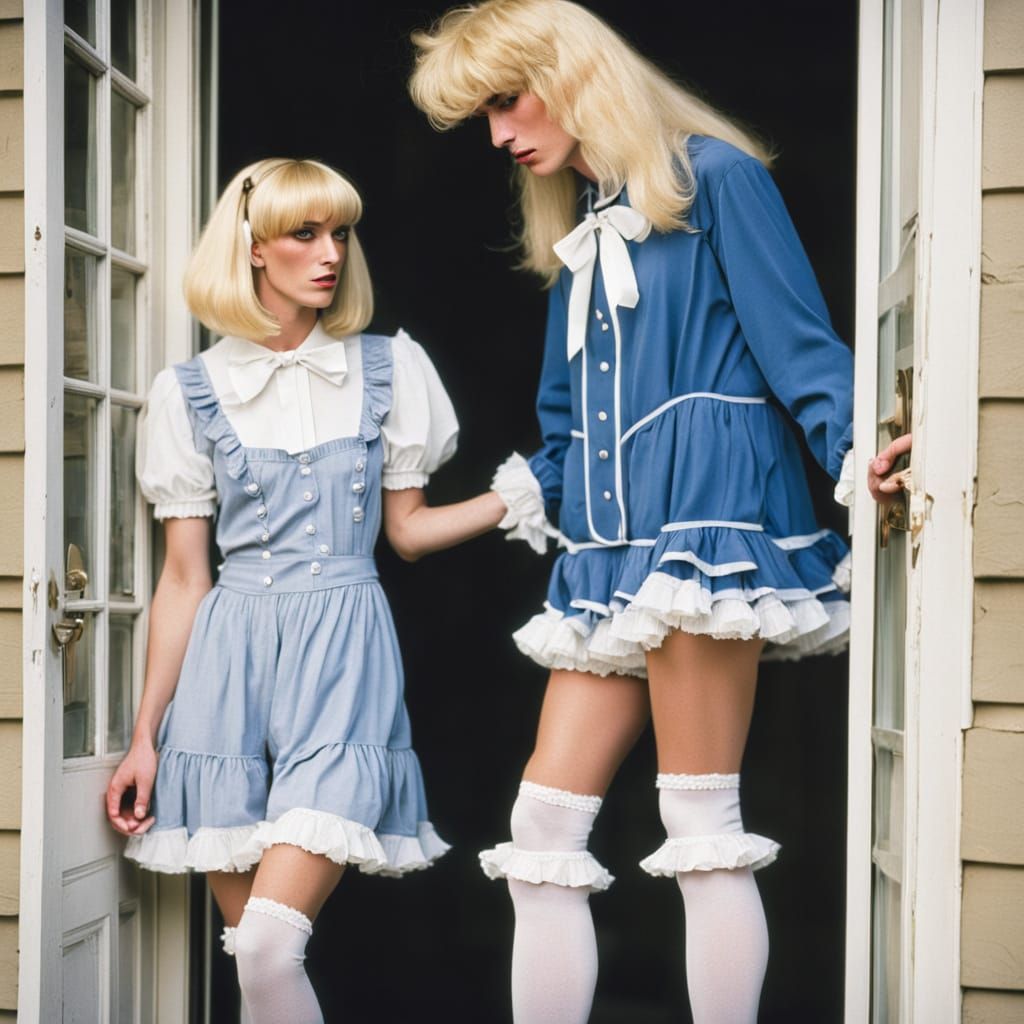 1990s Tomboy Crossdressed in Babydoll with Blonde Wig