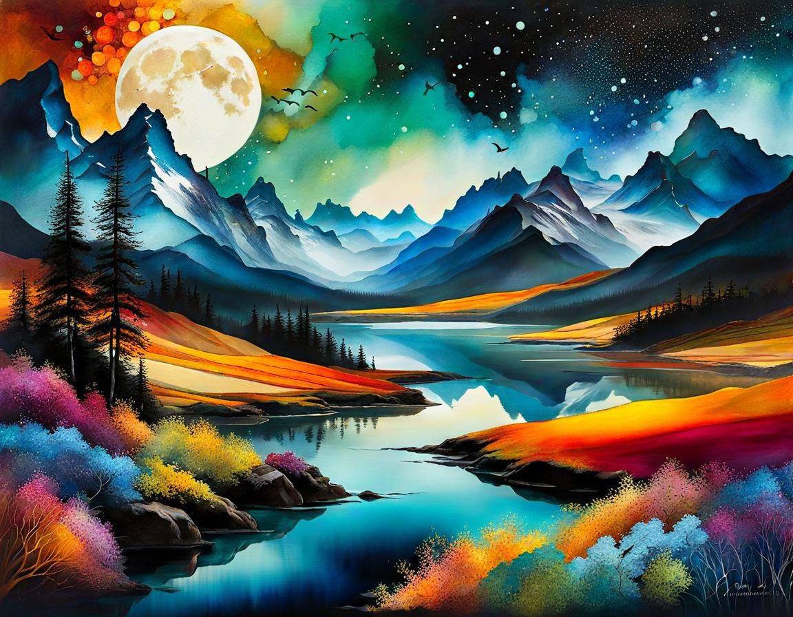 Abstract Wonderland in Alcohol Ink Style