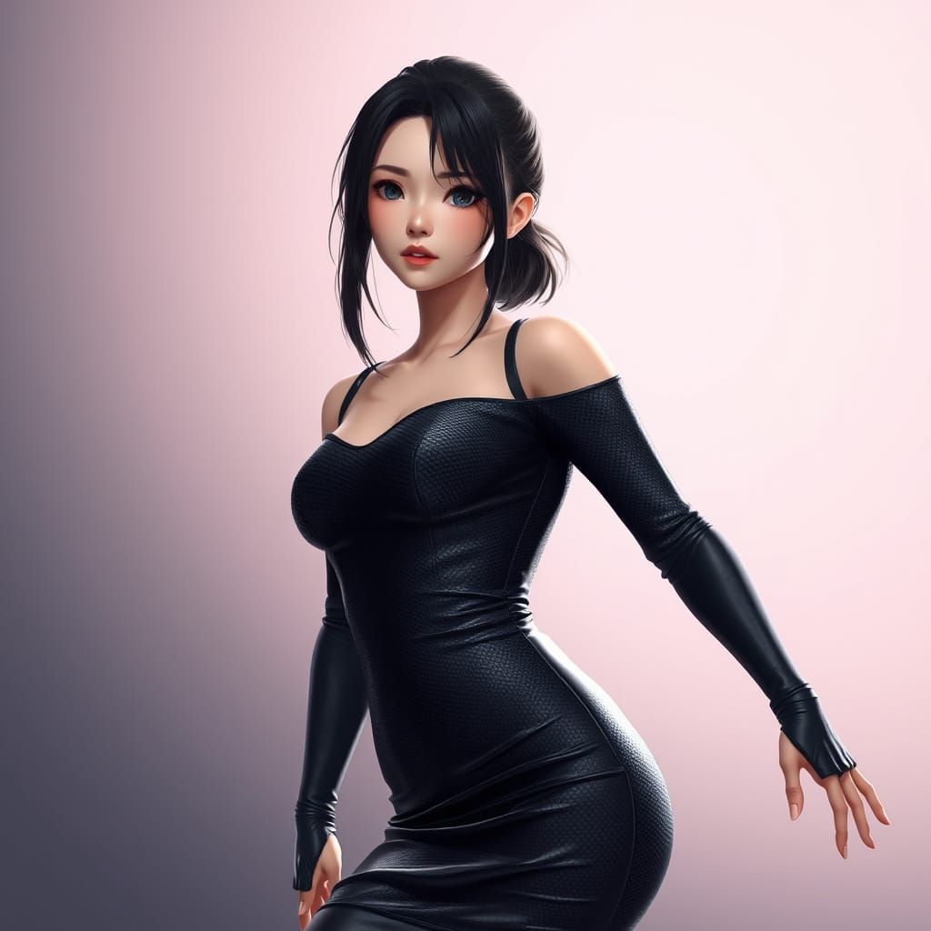 Anime Woman in Intricate Leather Dress