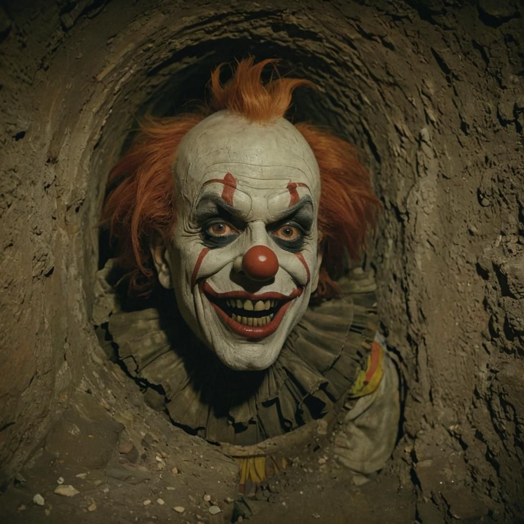 Creepy Two-Headed Clown Hiding in Sewer