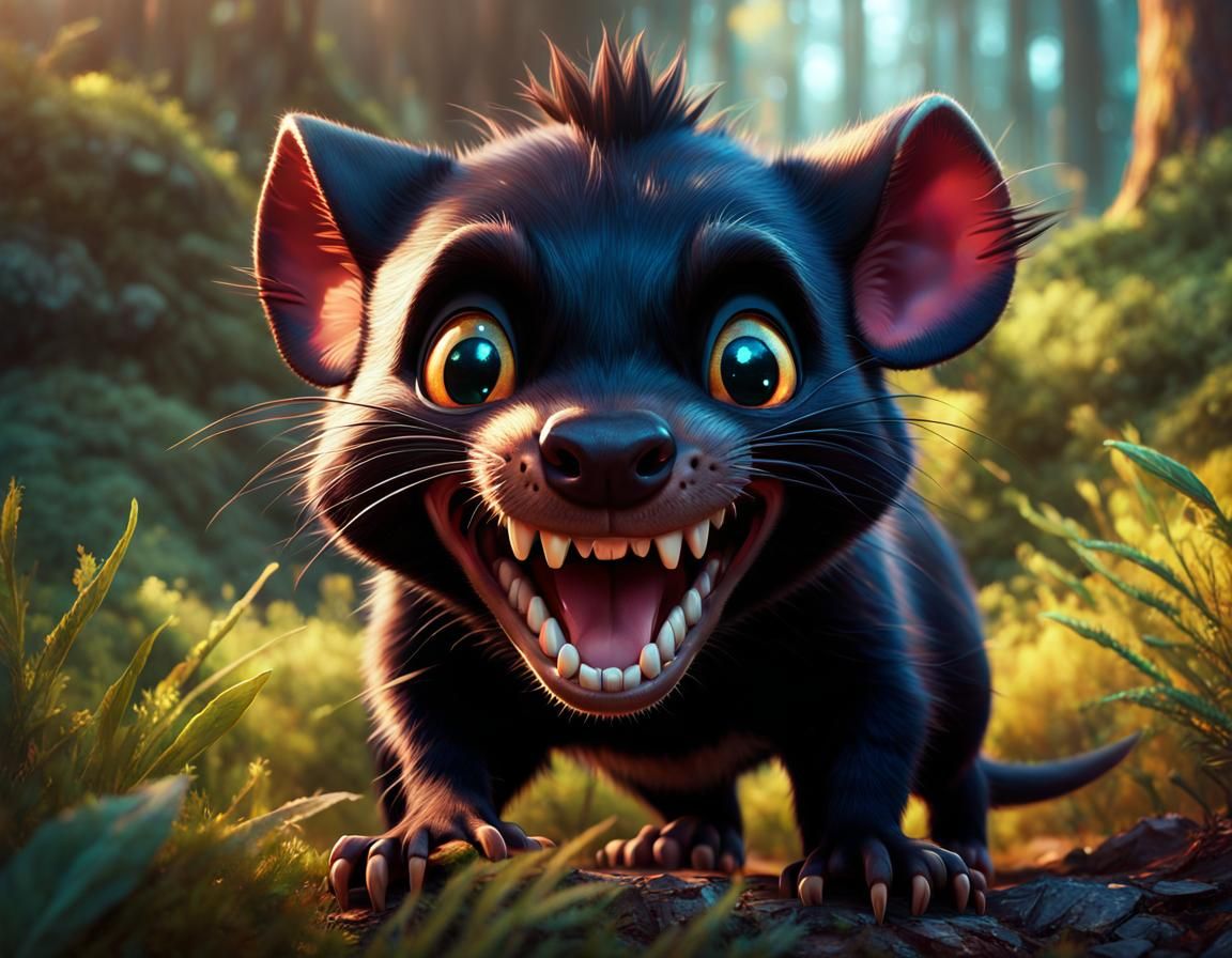 Cute Tasmanian Devil Baring Teeth, Disney Pixar Artwork