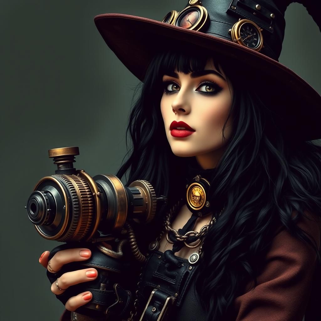 Steampunk Punk Witch with Engine