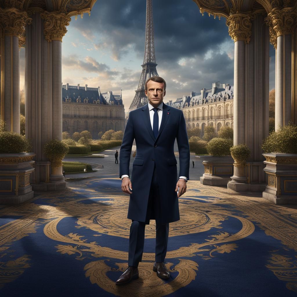 Macron Detailed Matte Painting in Unreal Engine Style