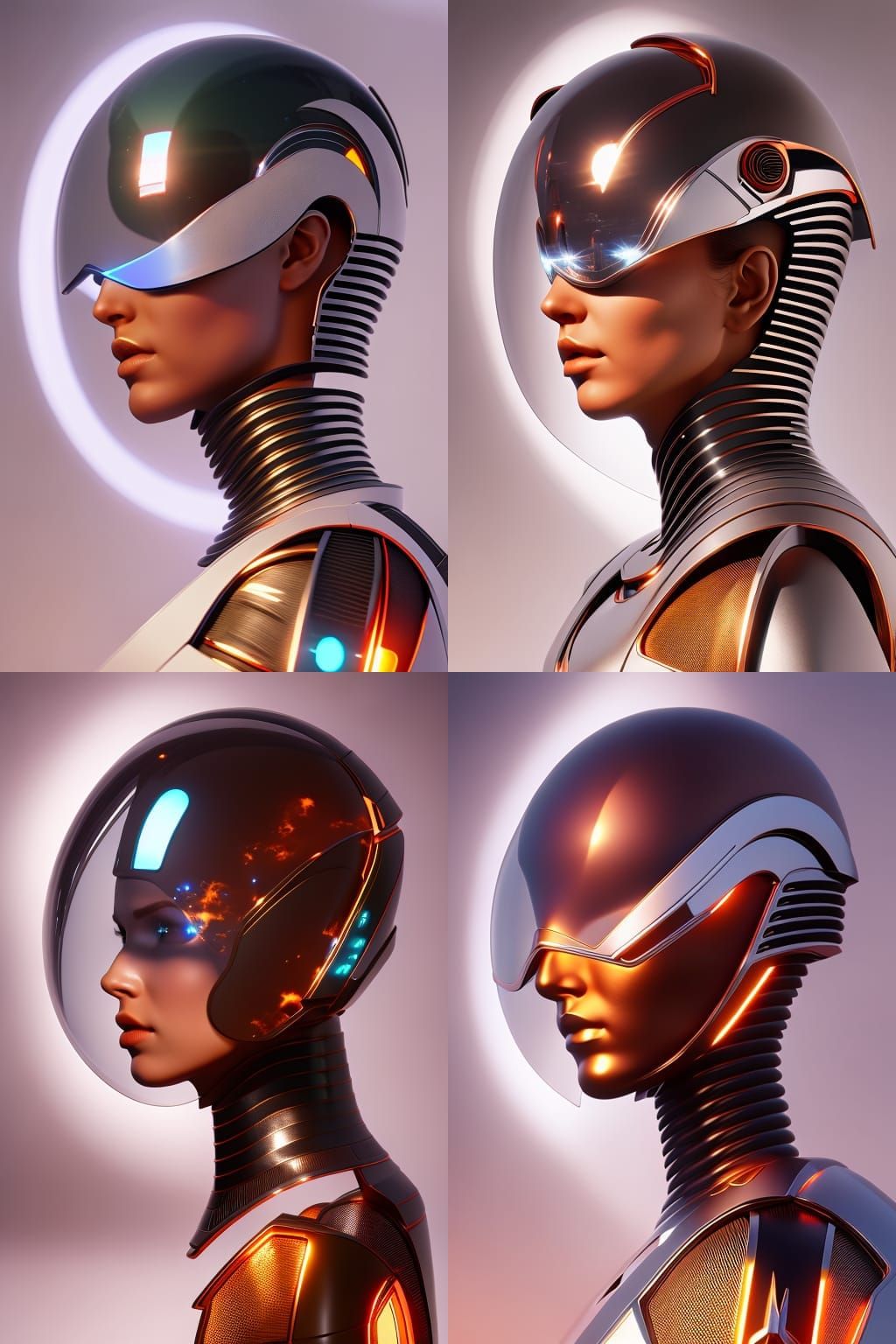 Glass Visor with Neon Reflections in 1950s Style