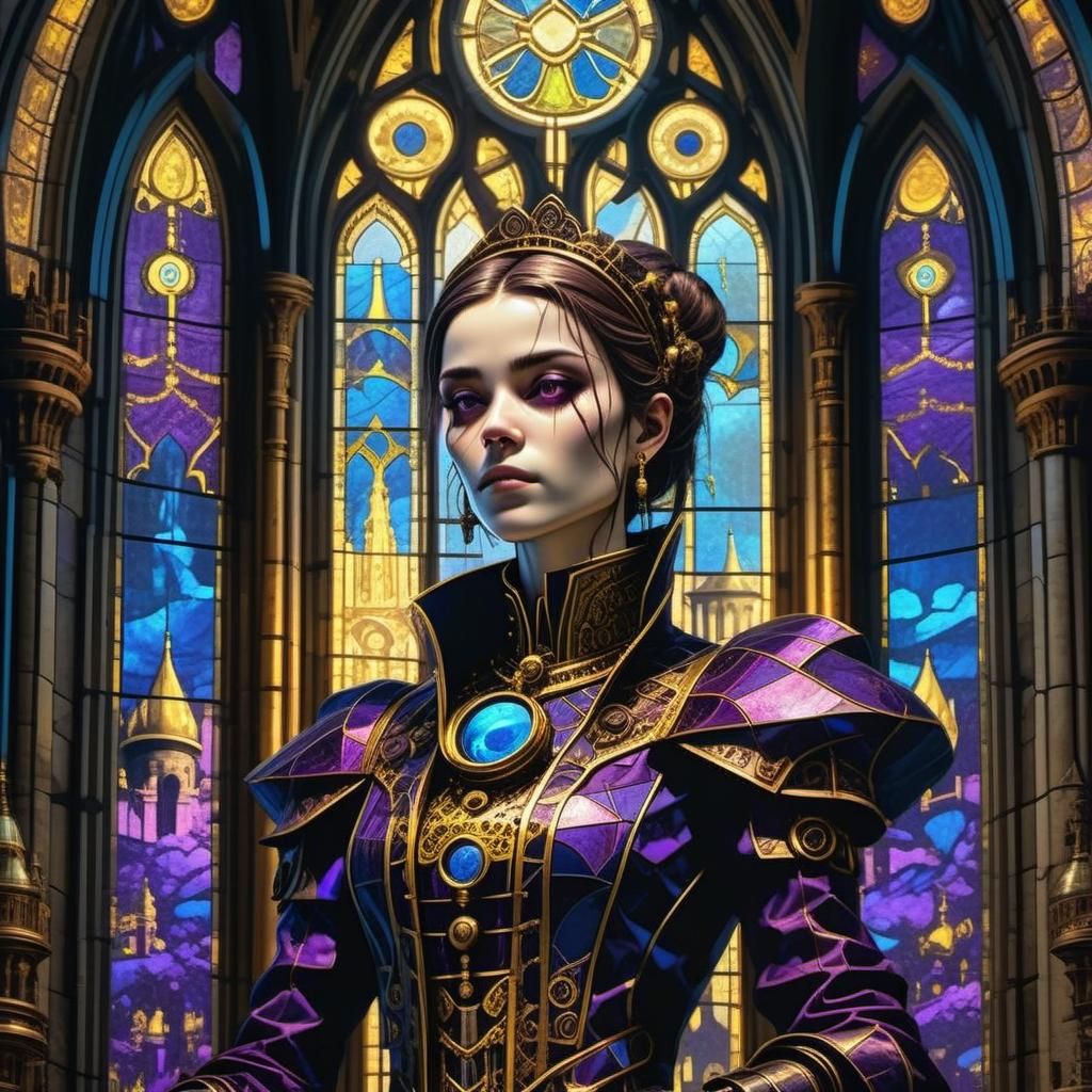 Neo-Gothic Temple Complex with Clockwork Machinery