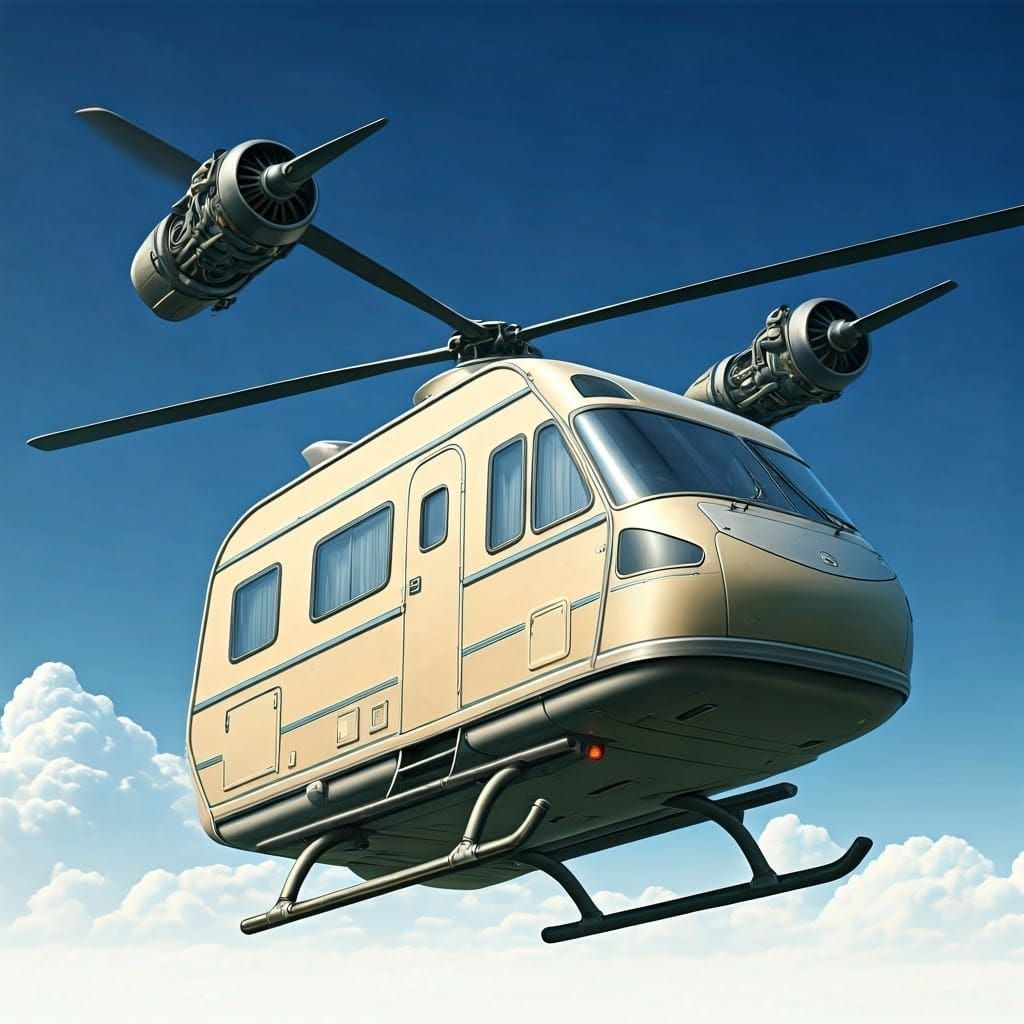 Futuristic Caravan Helicopter Blends Camping and Flight in D...