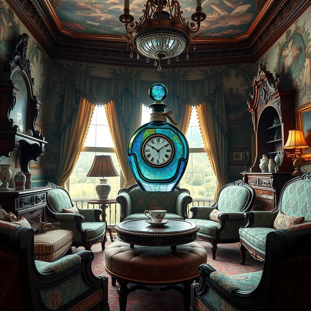 Dreamlike Victorian Parlor with Levitating Furnishings