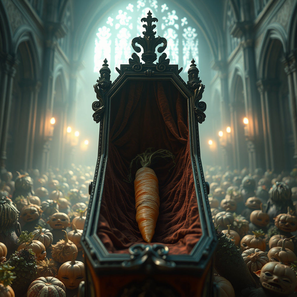 Vegetable Funeral in Gothic Cathedral, Matte Painting