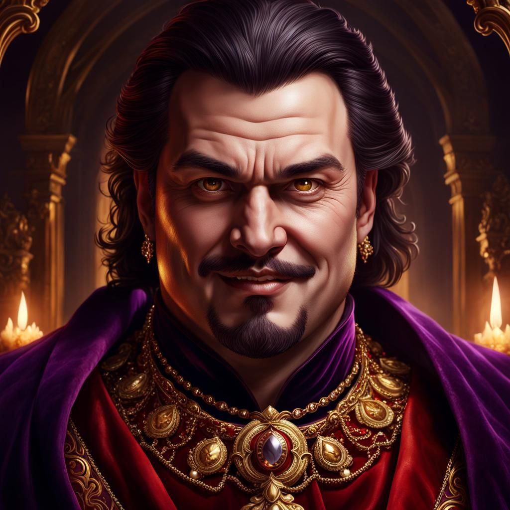 Evil Noble in Baroque Frame: Dark Fantasy Portrait