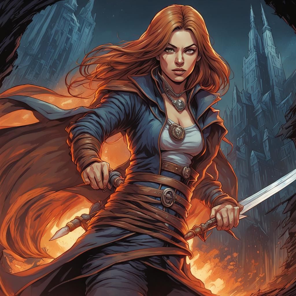 Mila Kunis as Sypha Belnades in Comic Book Art