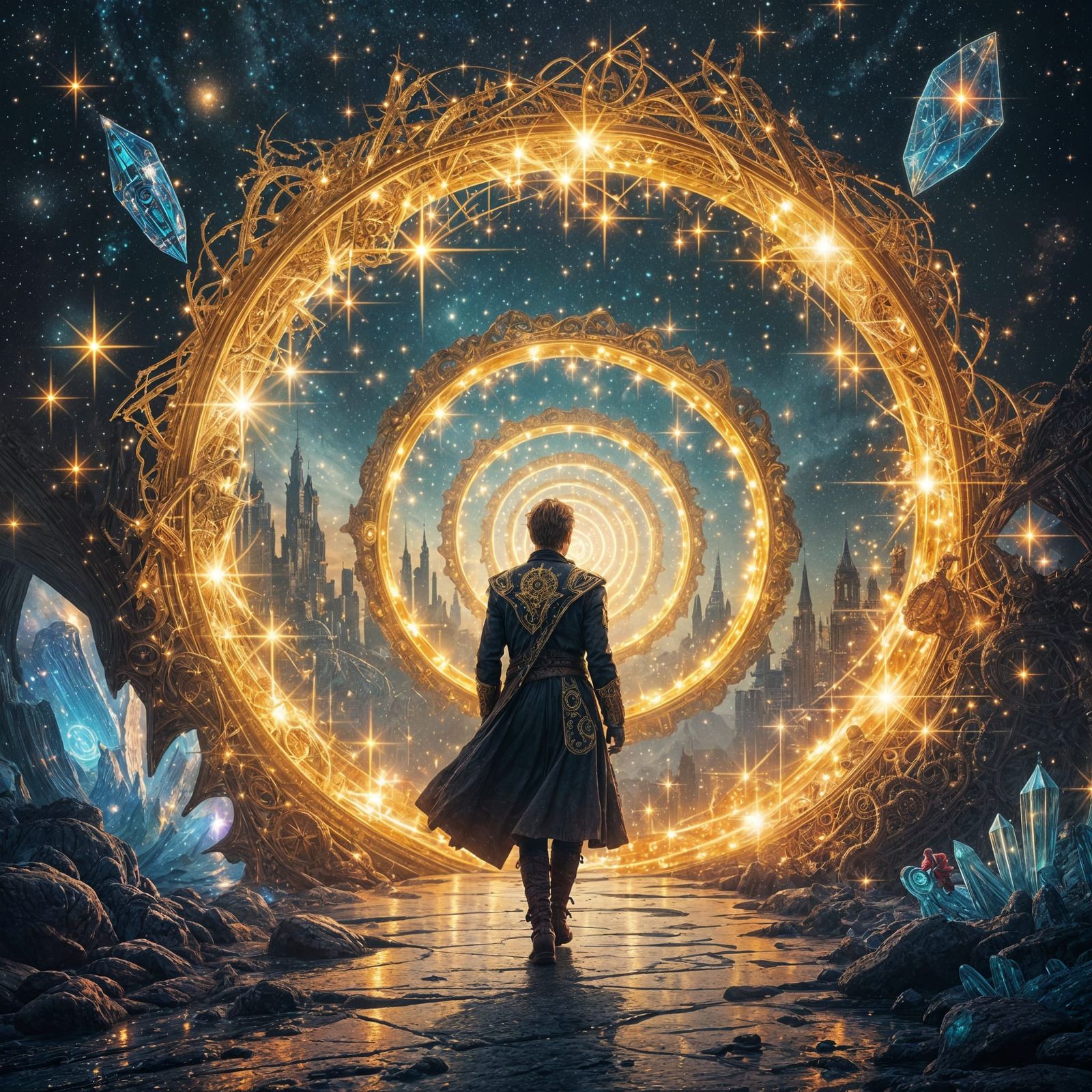 Surreal Spiral Portal to a Starry Galaxy