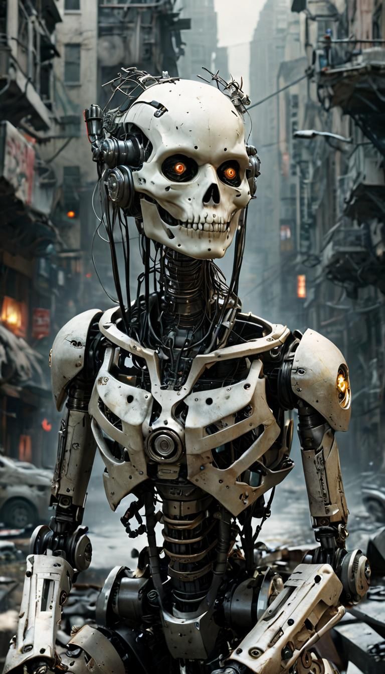 Cyberpunk Castor Pose in Ruins, Hyperdetailed Digital Art