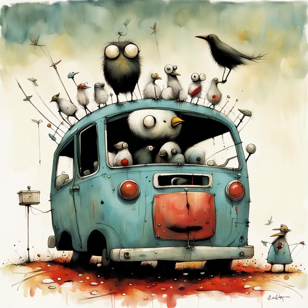 Whimsical Characters in Expressionist Illustration