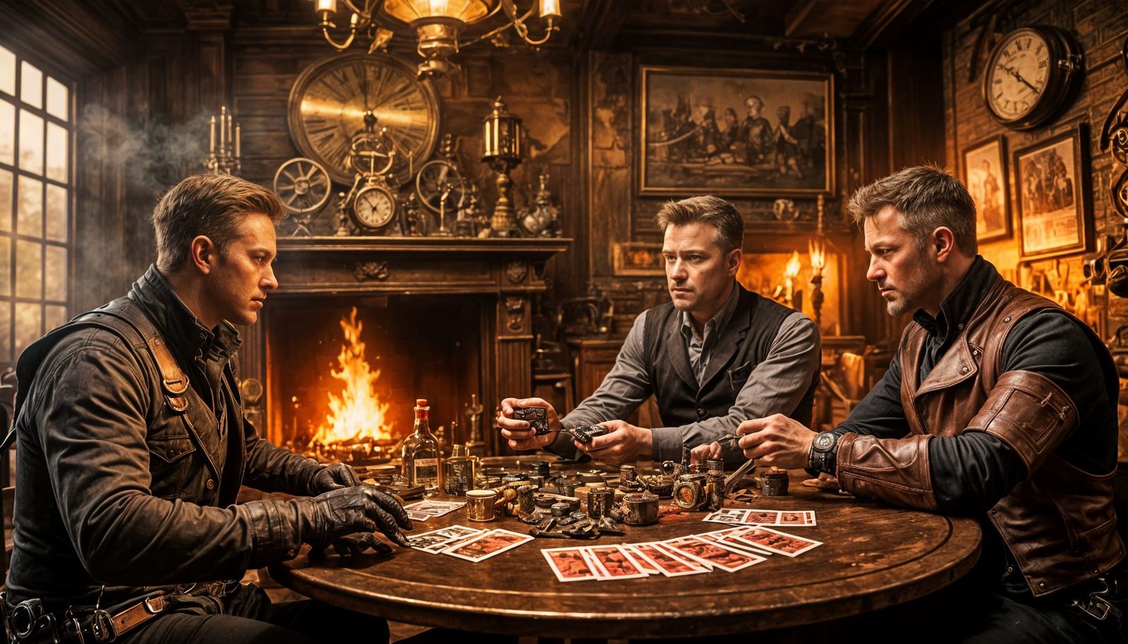 Hawkeye and Daredevil Play Cards: Steampunk 3D Art