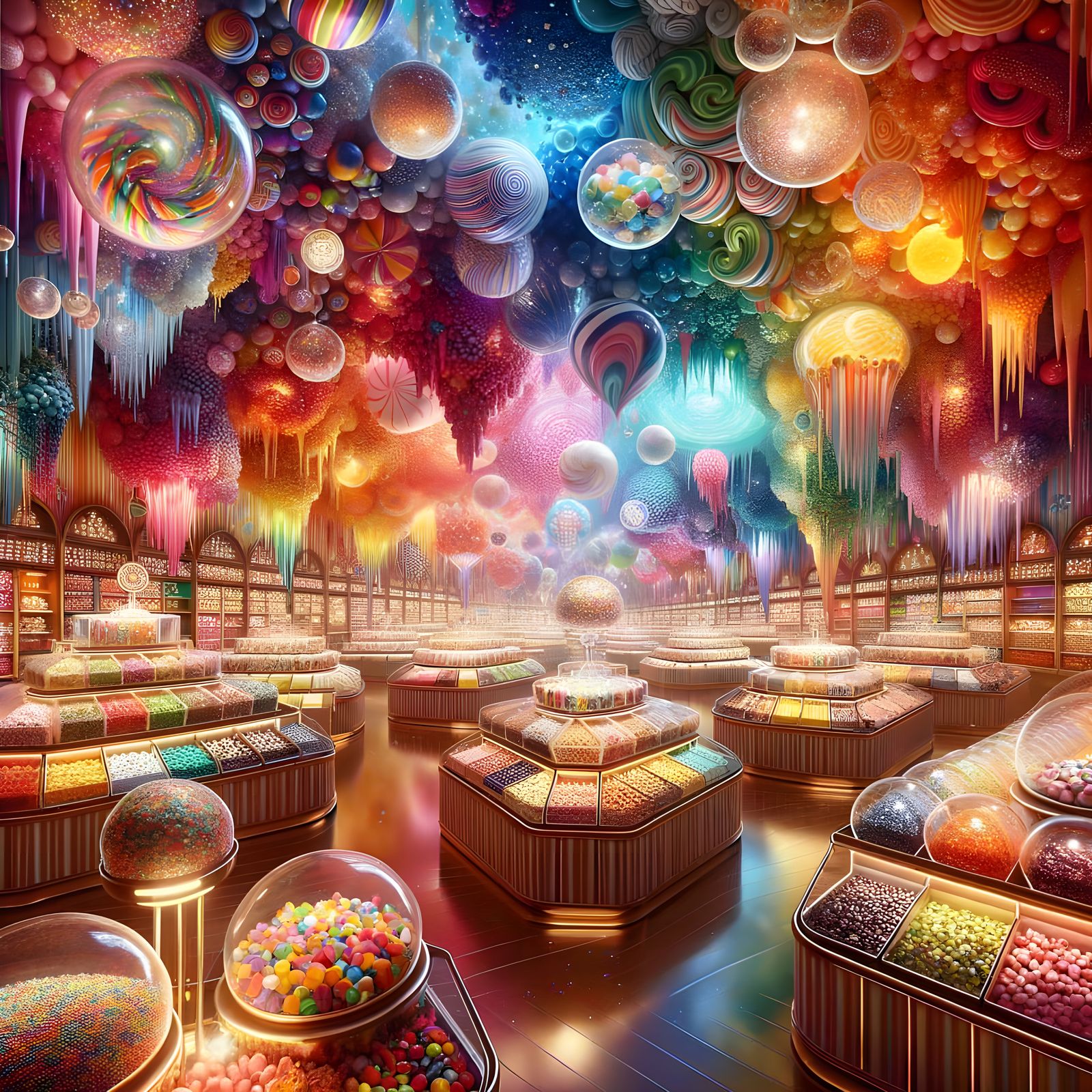 Colorful Candy Emporium Interior With Magical Spectrum