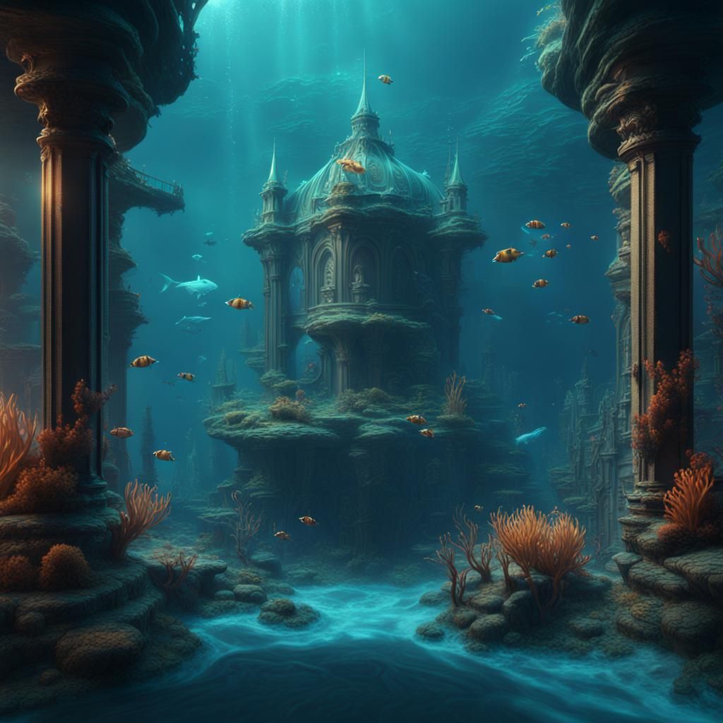 Fantastical Underwater Ruins in Deep Color