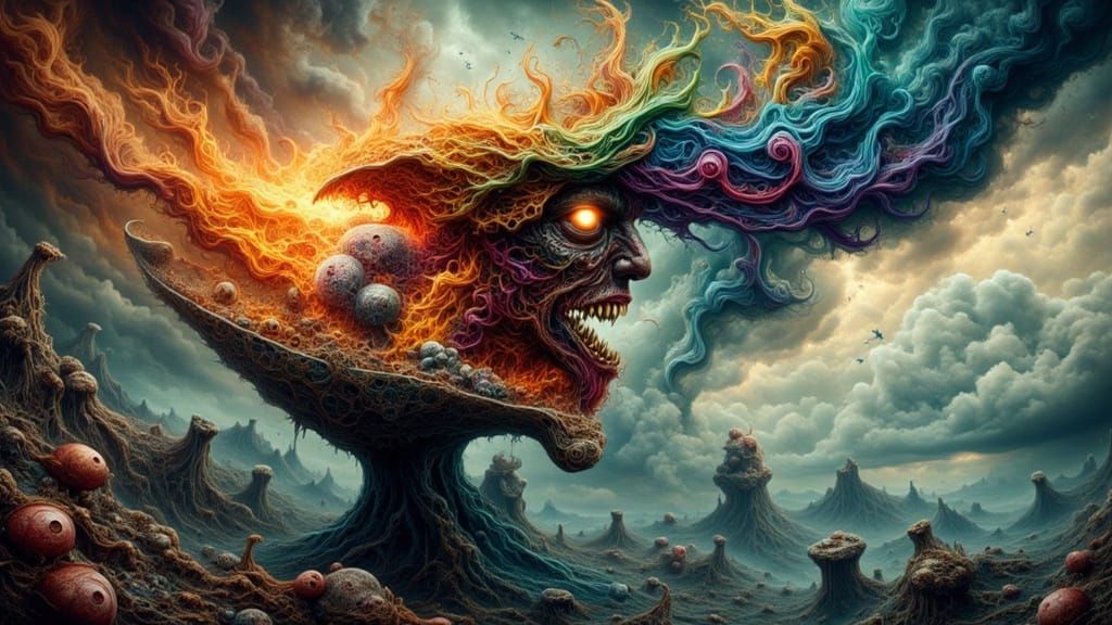 Fractal Floral Man Hatches on Floating Island