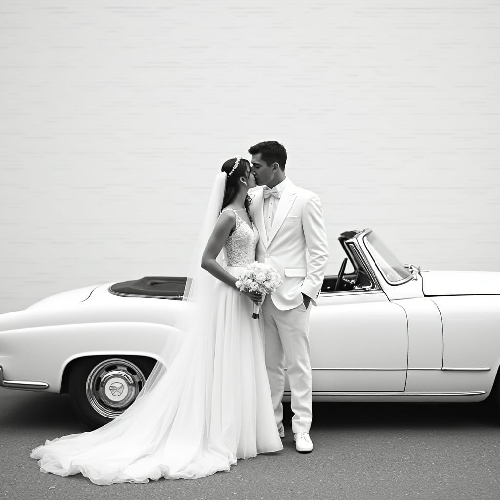 Elegant Wedding Portrait in Black and White Photography