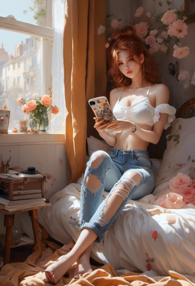 Fairytale Portrait of Hazel-Haired Girl with Tattoos
