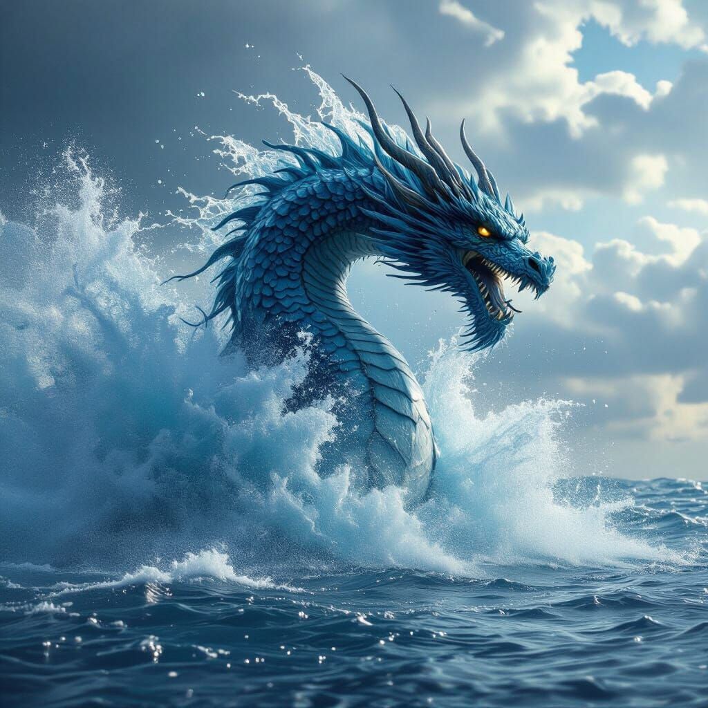 Hyper-Realistic Water Dragon Emerges From Ocean