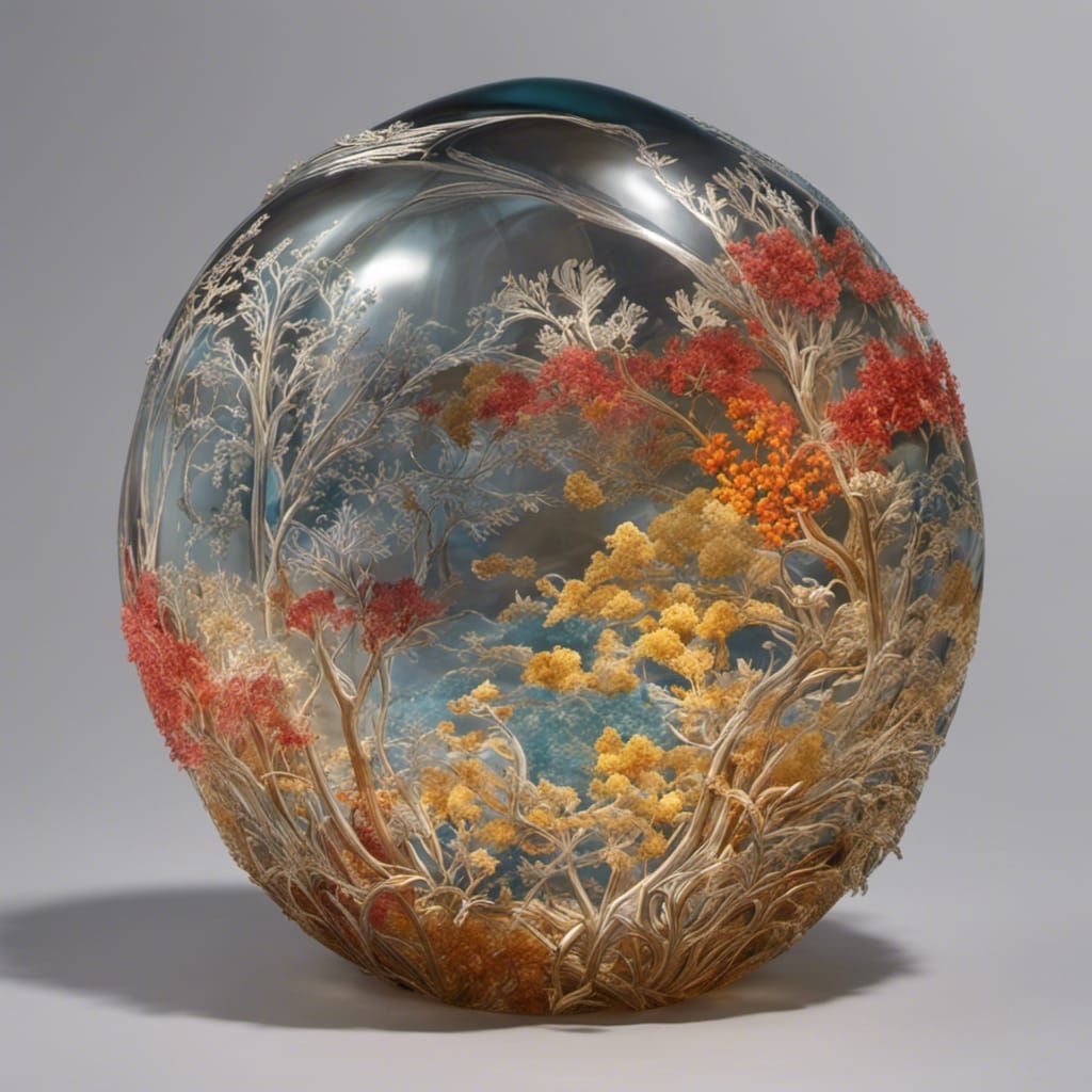 Lalique Glass Art with Jewels and Seashells