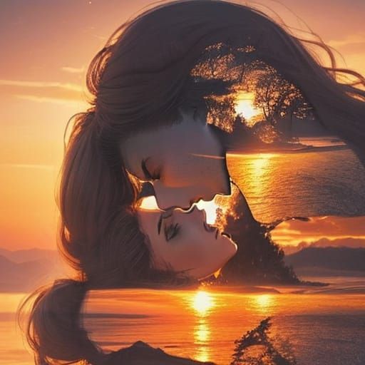Romantic Couple in Golden Hour Sunset Glow