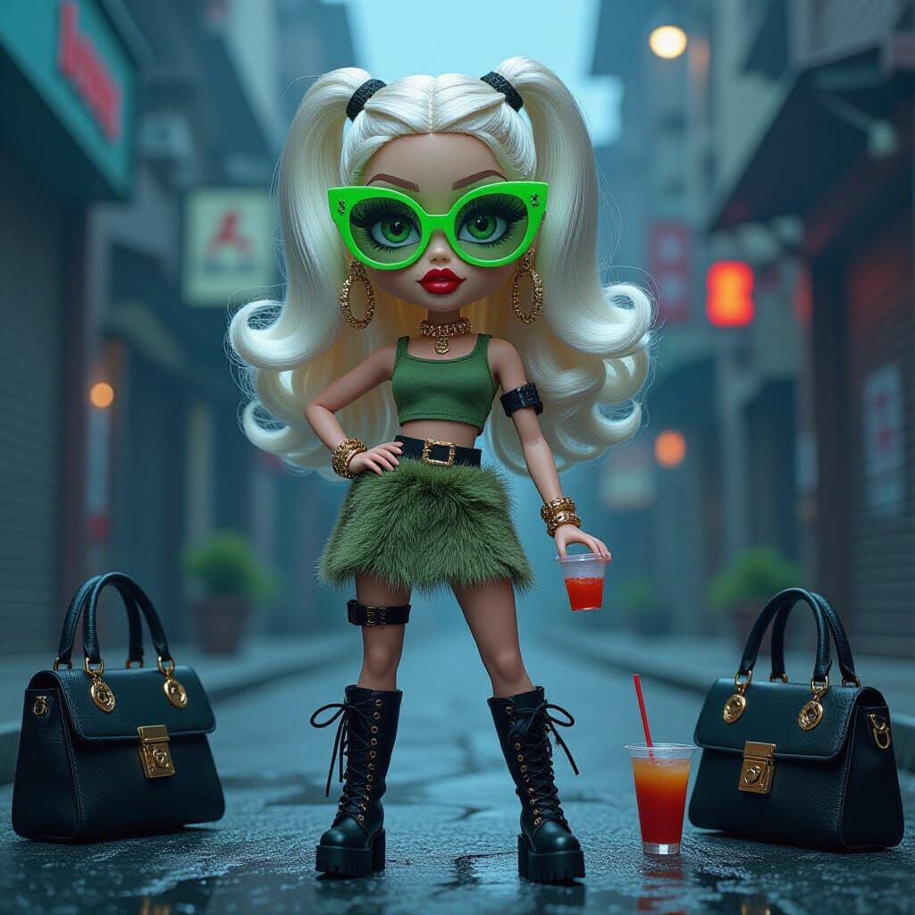 Hyperfeminine Doll in Grunge World: Digital Matte Painting