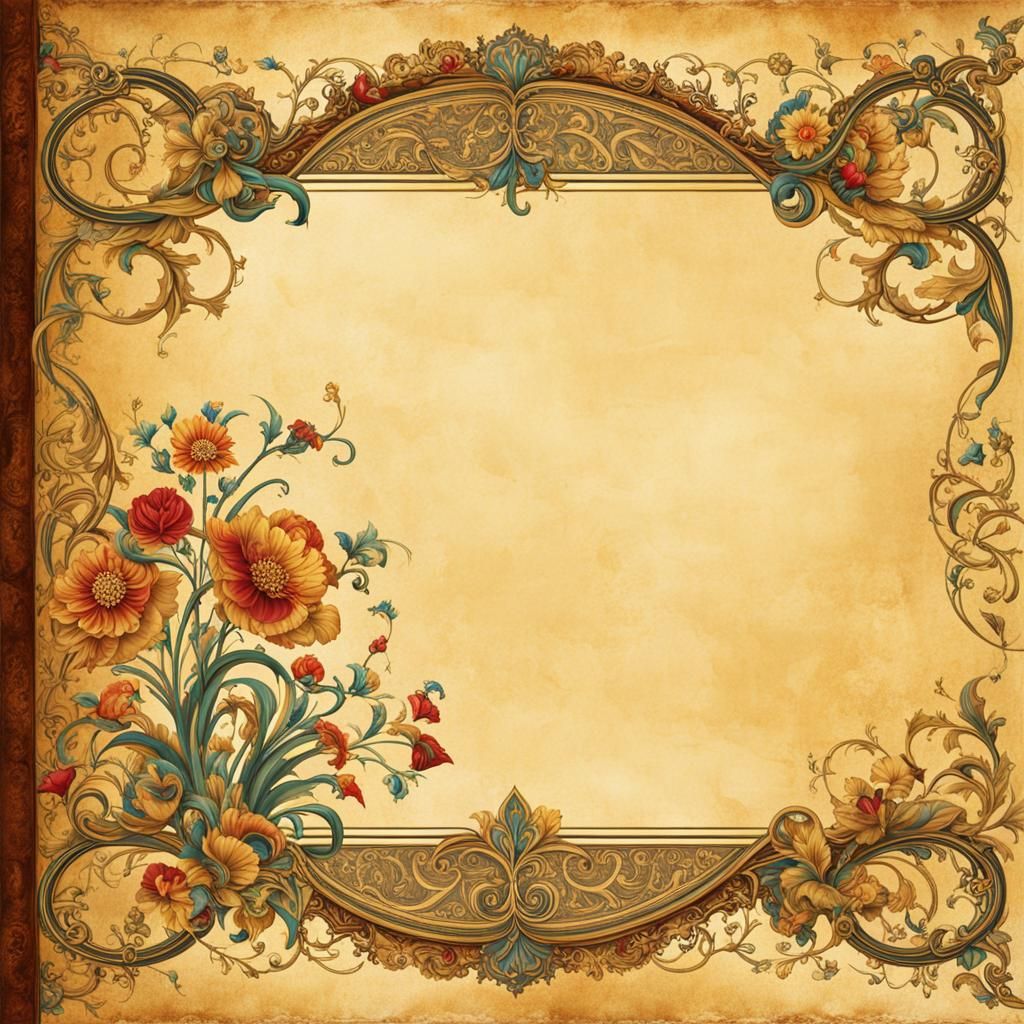 Illuminated Manuscript Page with Floral Border