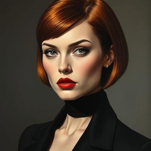Striking Woman Portrait in Art Deco meets Contemporary Reali...