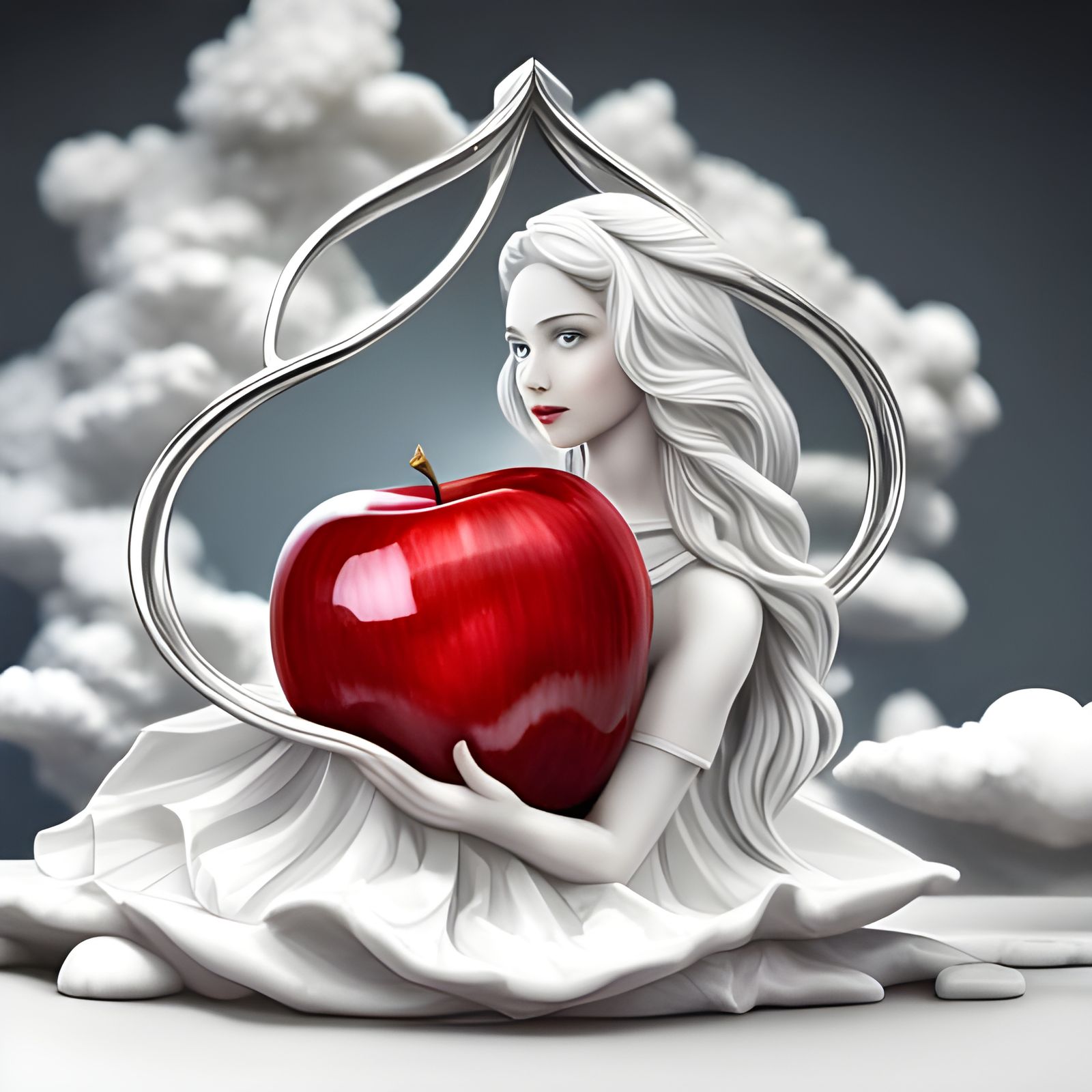Snow White Crystal Apple Figurine in Art Nouveau