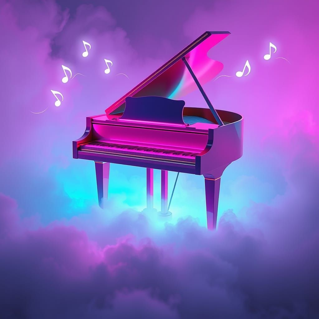 Sleek Cyberpunk Piano Radiates Vibrant Neon Energy