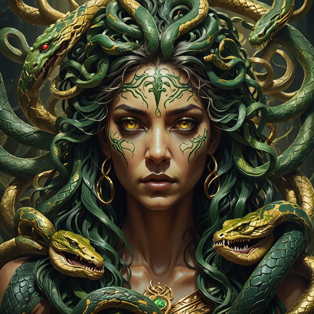 Medusa Portrait in Dark Fantasy Style