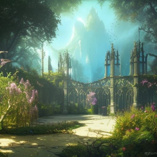 Gothic Victorian Garden Meets Turquoise Ocean