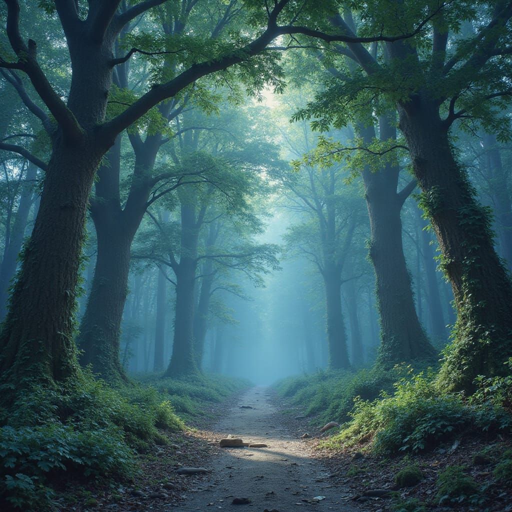 Opalescent Fae-Forest of Élthären in Perpetual Twilight