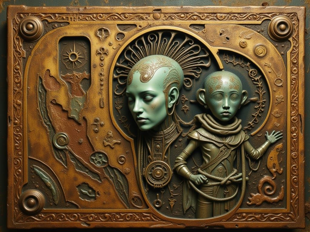Ancient Alien History Book in Surreal Sepia