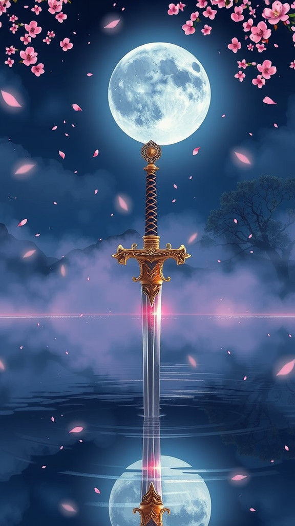 Excalibur Sword in Misty Lake: Anime Style