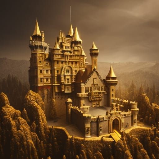 Golden Castle in Ultra Photorealistic Style