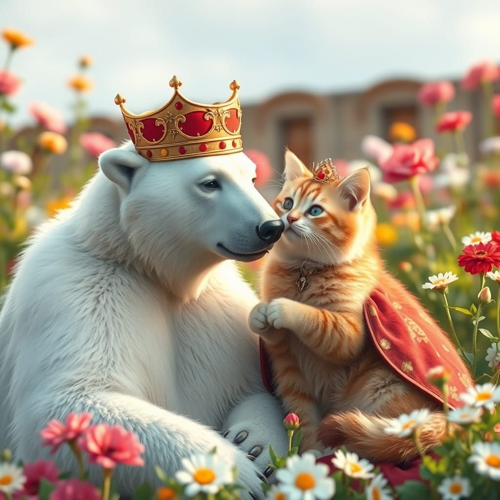 Love in Paradise: Polar Bear Warrior King and Feline Queen