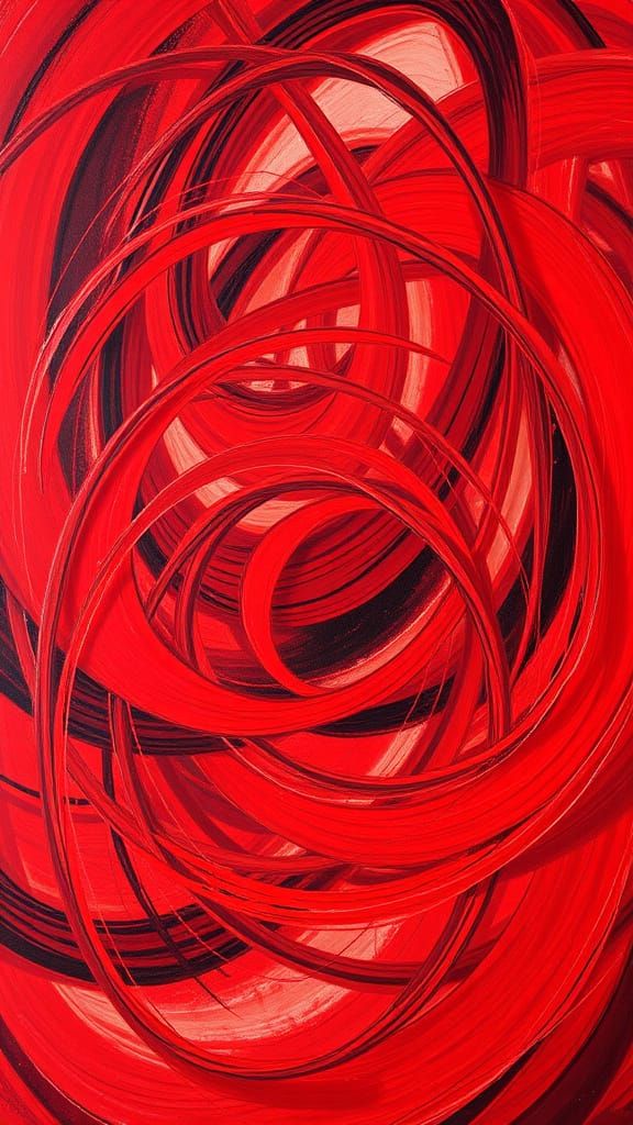 Dynamic Abstract Swirling Red Lines in Expressionist Style
