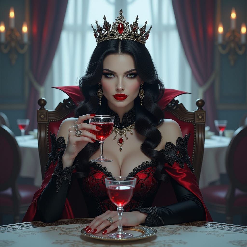 Dramatic Vampire Queen Digital Matte Painting