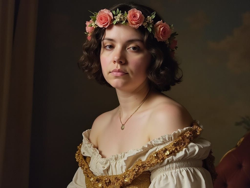 Mysterious Charity Goddess Portrait in Mythological Attire