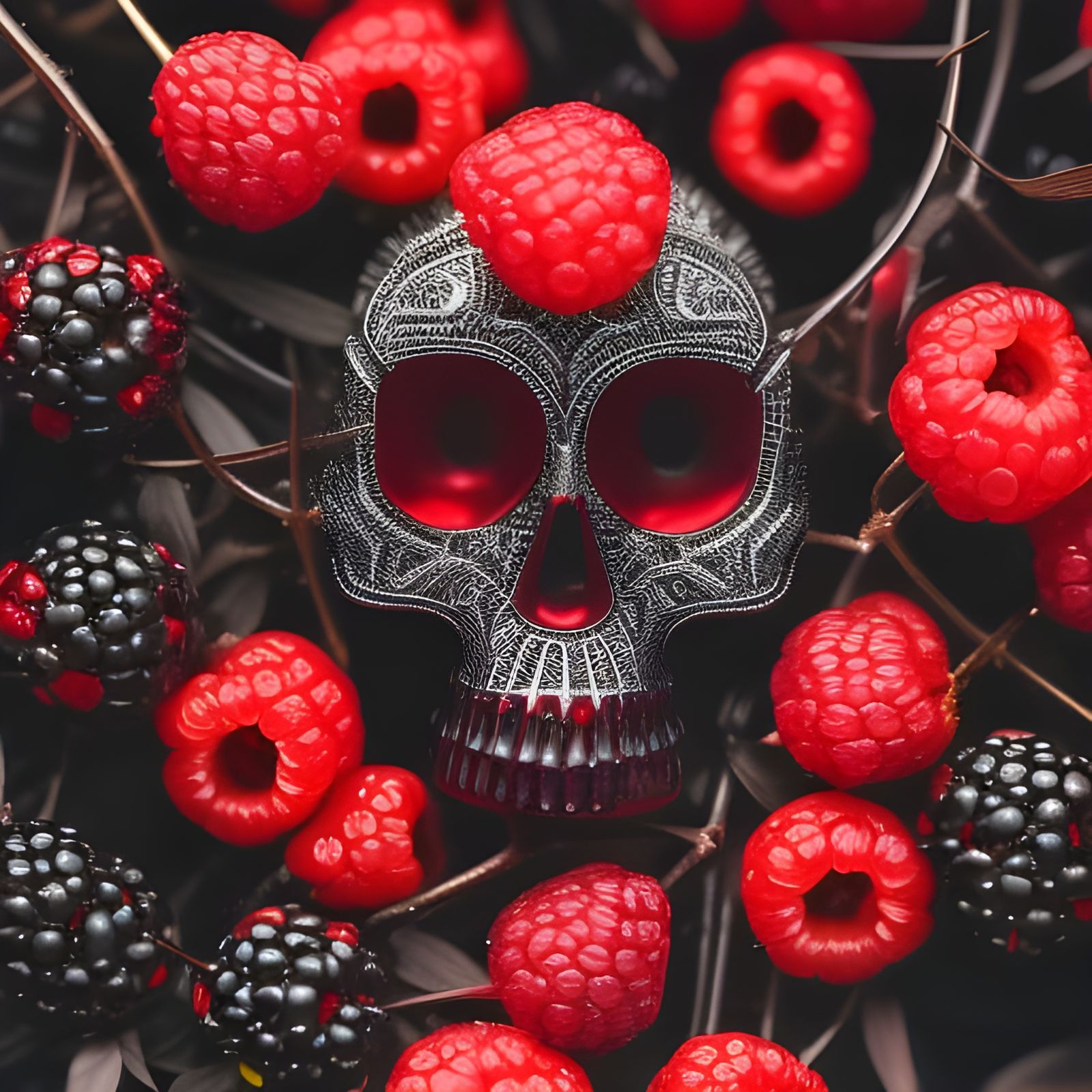 Dark Fantasy Berries with Skull Patterns