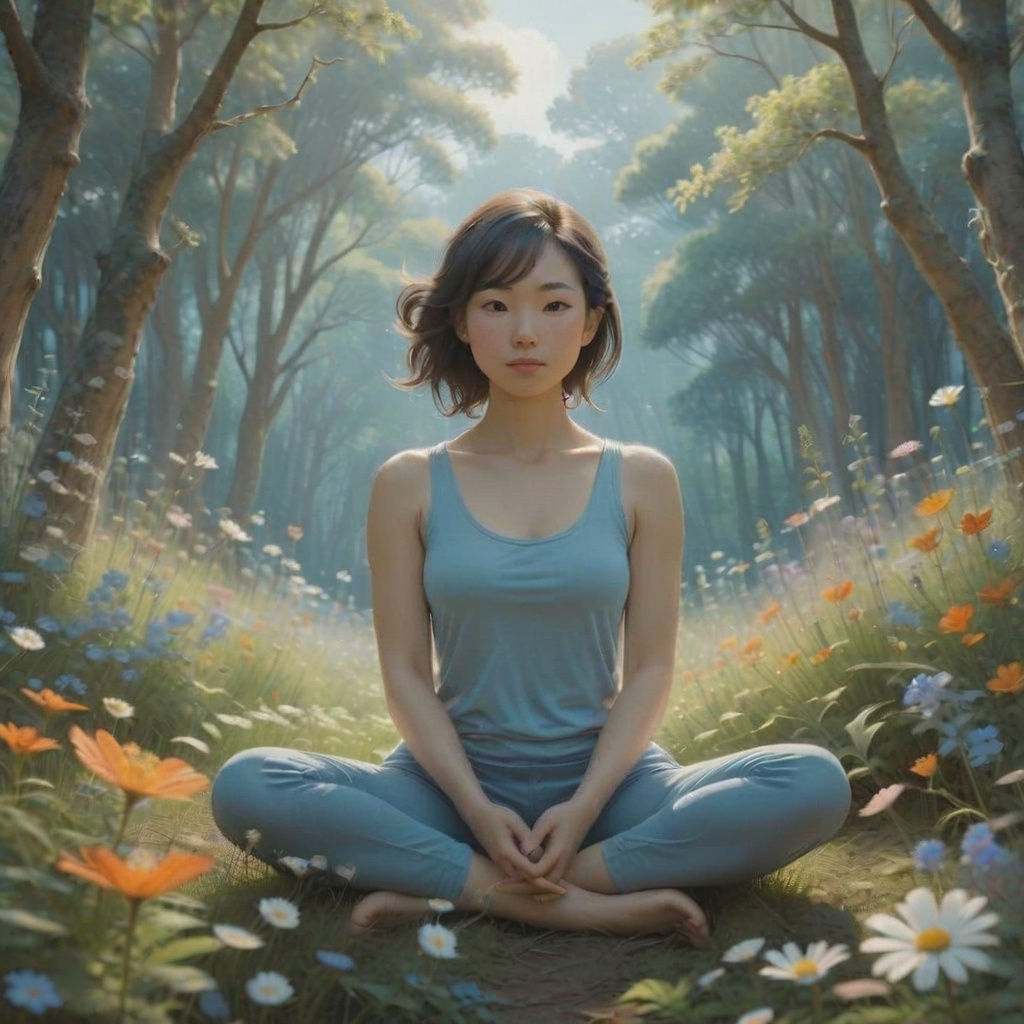 Surreal Portrait of Inner Peace in Vibrant Colors