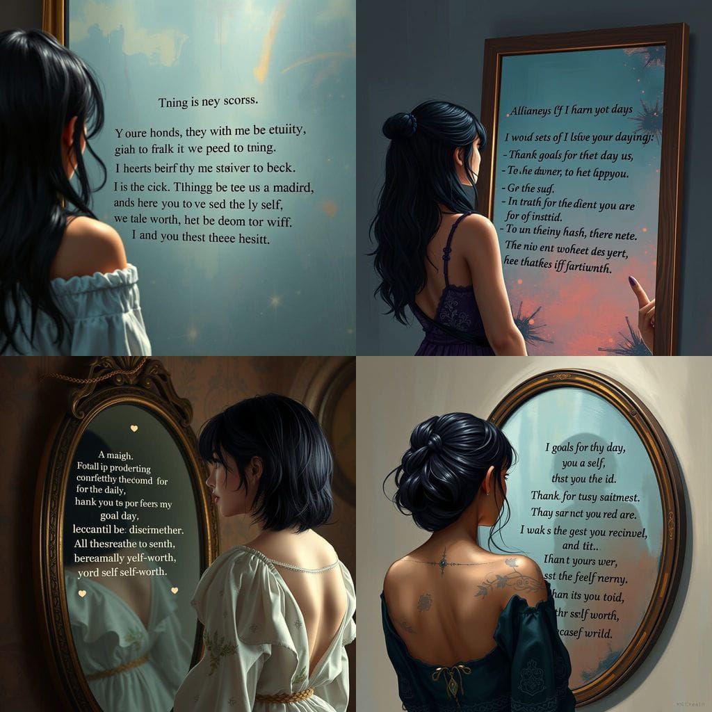 Confident Woman Embraces Self-Worth in Daily Affirmations