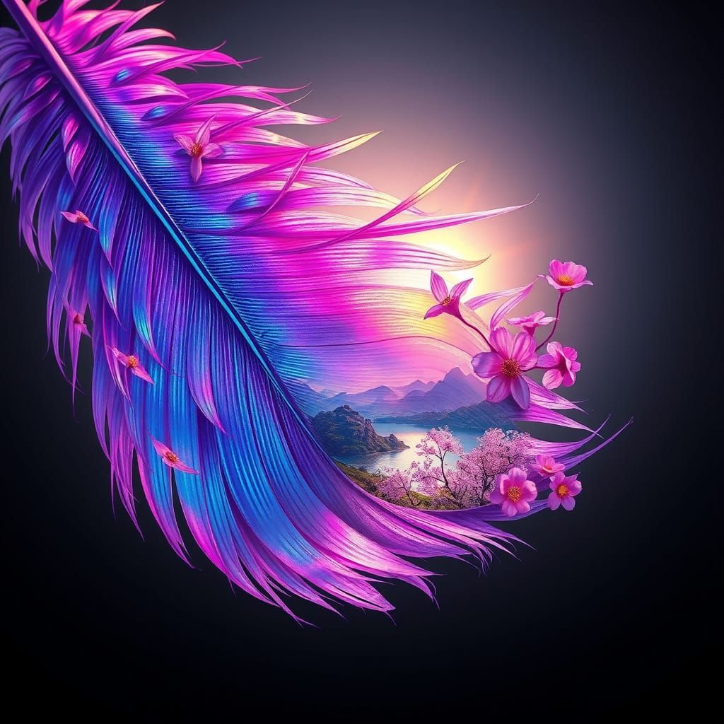 Lavender Majesty: A Translucent Feather Unveils a Kaleidosco...