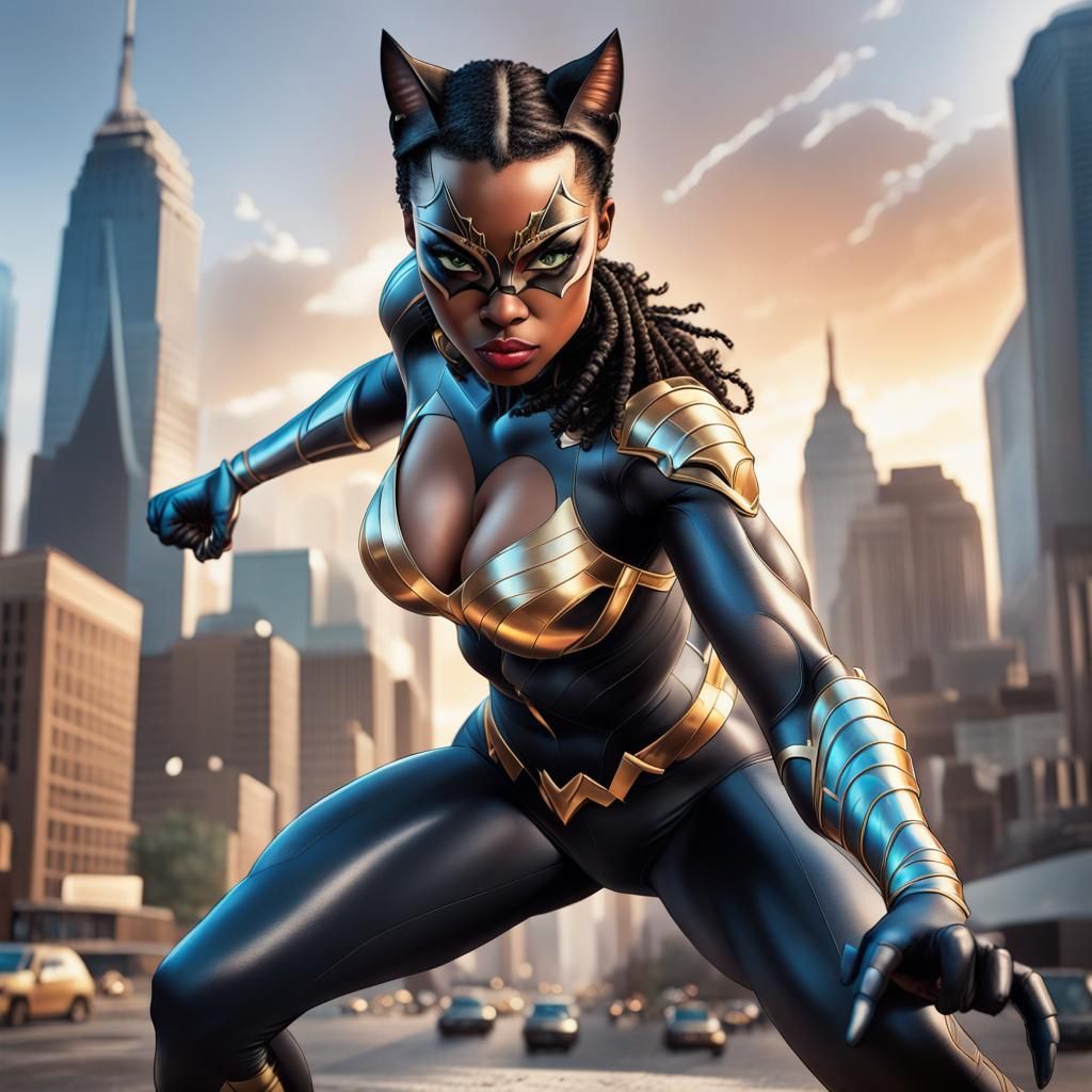 Ultra Realistic Female DC comic light skin African American ...