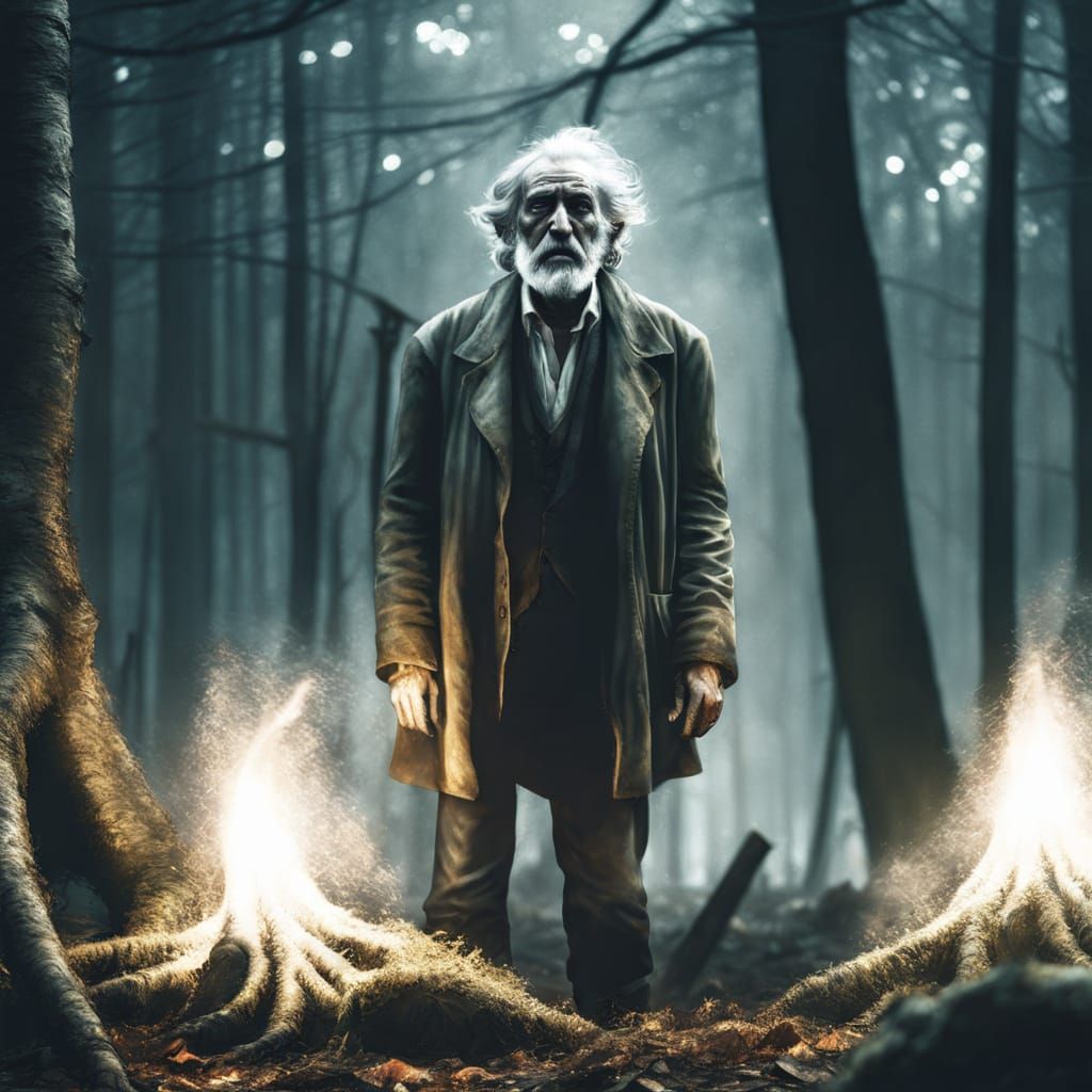 Dark Fantasy Figure in Defiance on Battlefield