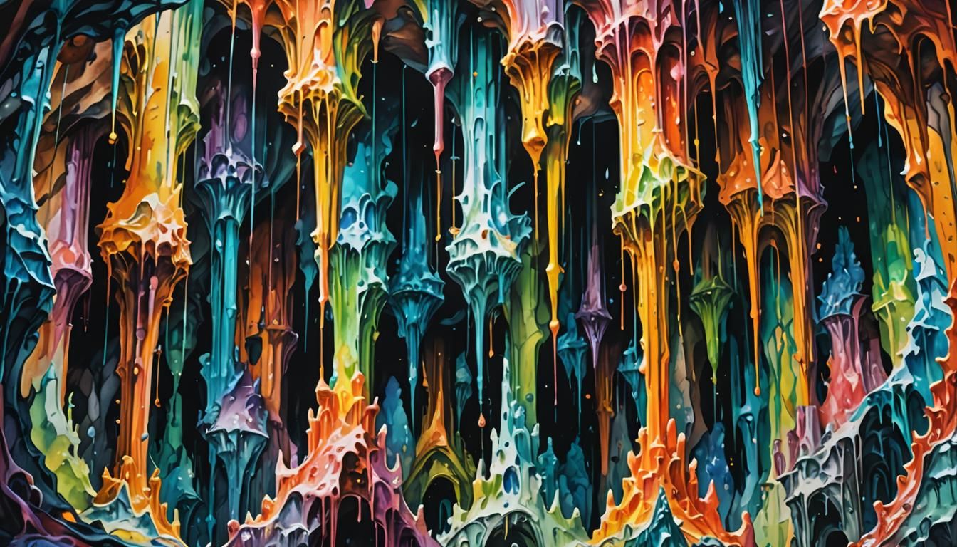 Abstract Surrealism: Dripping Paint Cave